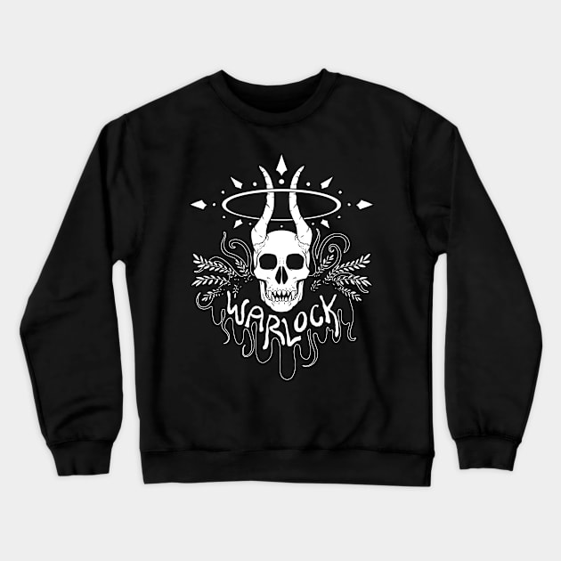 Warlock Class - White Design Crewneck Sweatshirt by CliffeArts